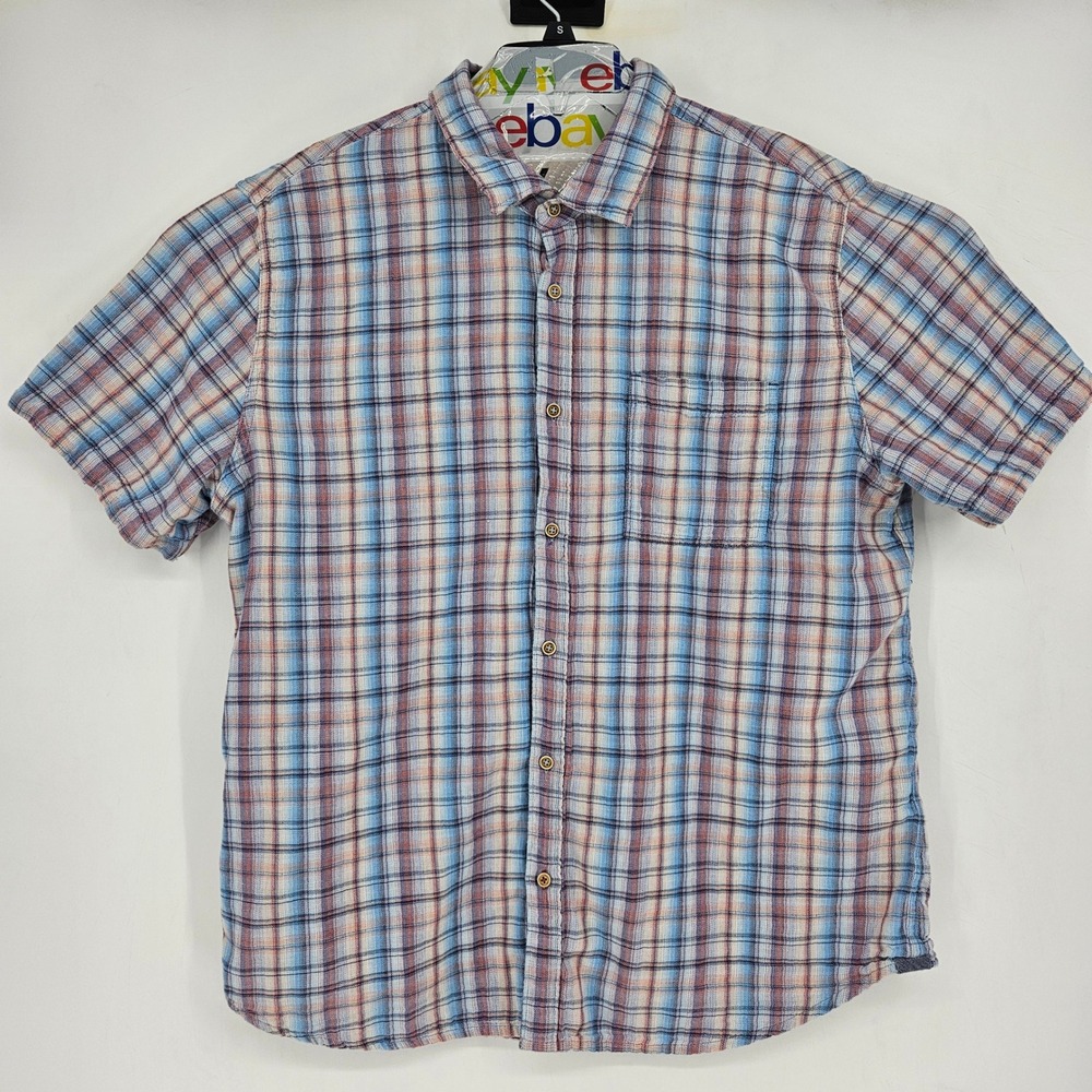 Carbon 2 Cobalt Shirt Mens XL Button Up Short Sleeve‎ Preppy Plaid Casual